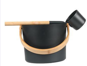 Natural Doctor ND-ACC-002 Powder-coated Aluminium Bucket and Ladle with bamboo handle Hoofdafbeelding
