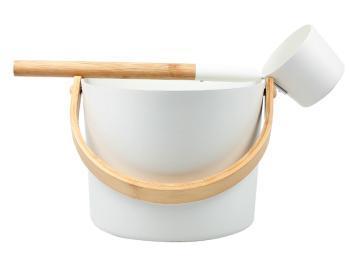 Natural Doctor ND-ACC-003 Powder-coated Aluminium Bucket and Ladle with bamboo handle Hoofdafbeelding