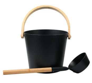 Natural Doctor ND-ACC-005 Powder-coated 5L Sauna bucket and ladle with bamboo handle