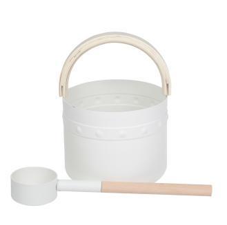 Natural Doctor ND-ACC-045 Powder-coated Aluminium Bucket and Ladle with Aspen handle