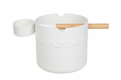 Natural Doctor ND-ACC-049 Powder-coated Aluminium Bucket and Ladle with bamboo handle