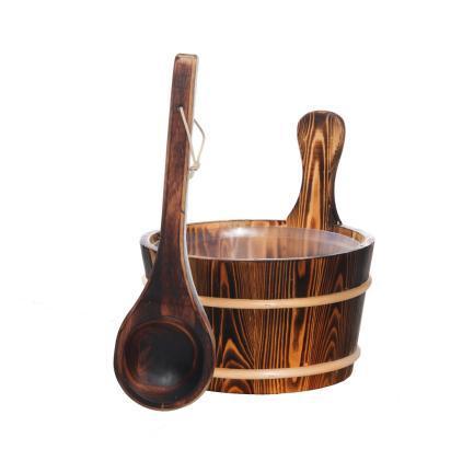 Natural Doctor ND-ACC-063 Sauna bucket and ladle with PE plastic liner (Carbonizing wood ) Huvudsaklig produktbild