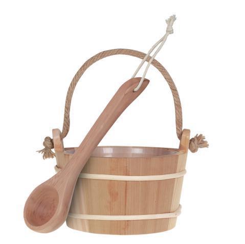Natural Doctor ND-ACC-073 Sauna bucket and ladle with PE plastic liner(red cedar)