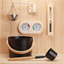 Natural Doctor ND-ACC-101 Powder-coated Aluminium Bucket and Ladle with bamboo handle