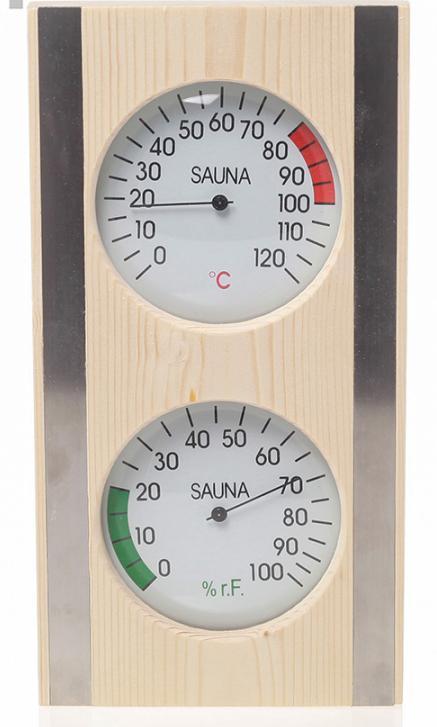 Natural Doctor ND-ACC-216 Wooden thermometer and hygrometer with stainless steel frame (Pine) 主图