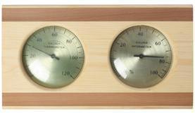 Natural Doctor ND-ACC-217 Wooden thermometer and hygrometer with stainless steel frame