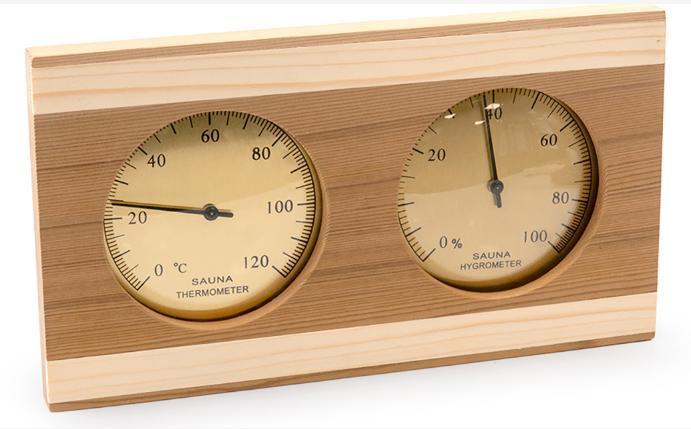 Natural Doctor ND-ACC-221 Wooden thermometer and hygrometer with stainless steel frame (Pine)