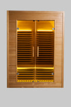 NaturalDoctor ASK2 sauna, front view with double glass doors