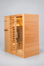 Natural Doctor ND-II2C hemlock infrared sauna, three-quarter view