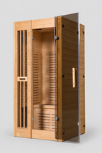 NaturalDoctor IMH1 sauna, open glass door and interior