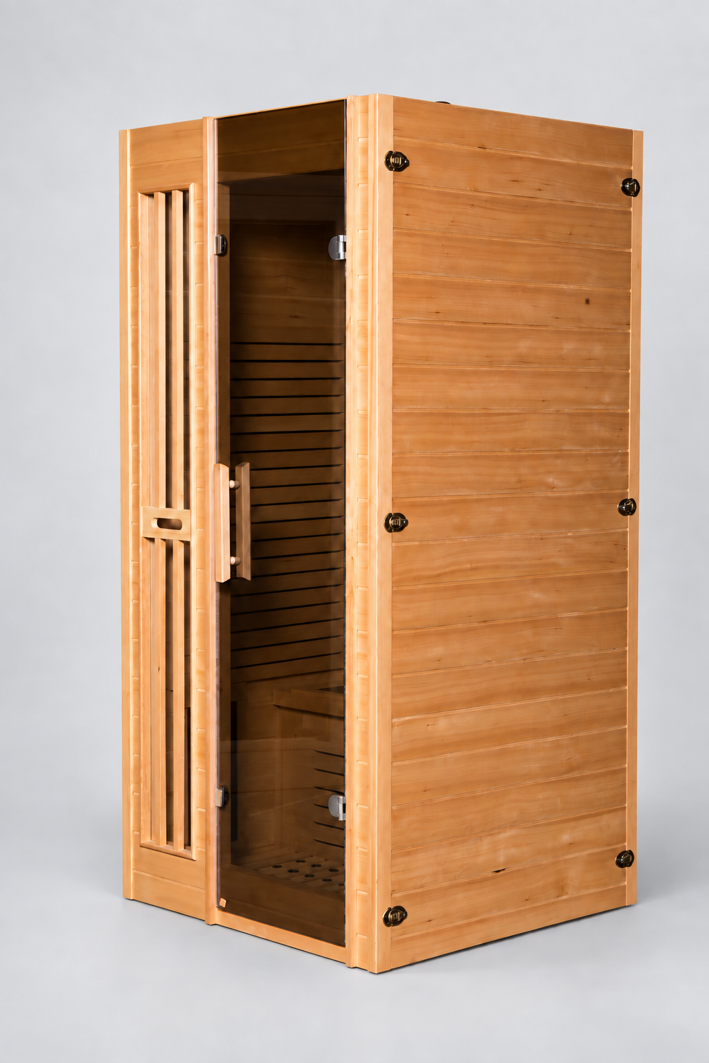 NaturalDoctor IMH1 sauna, right side and glass door