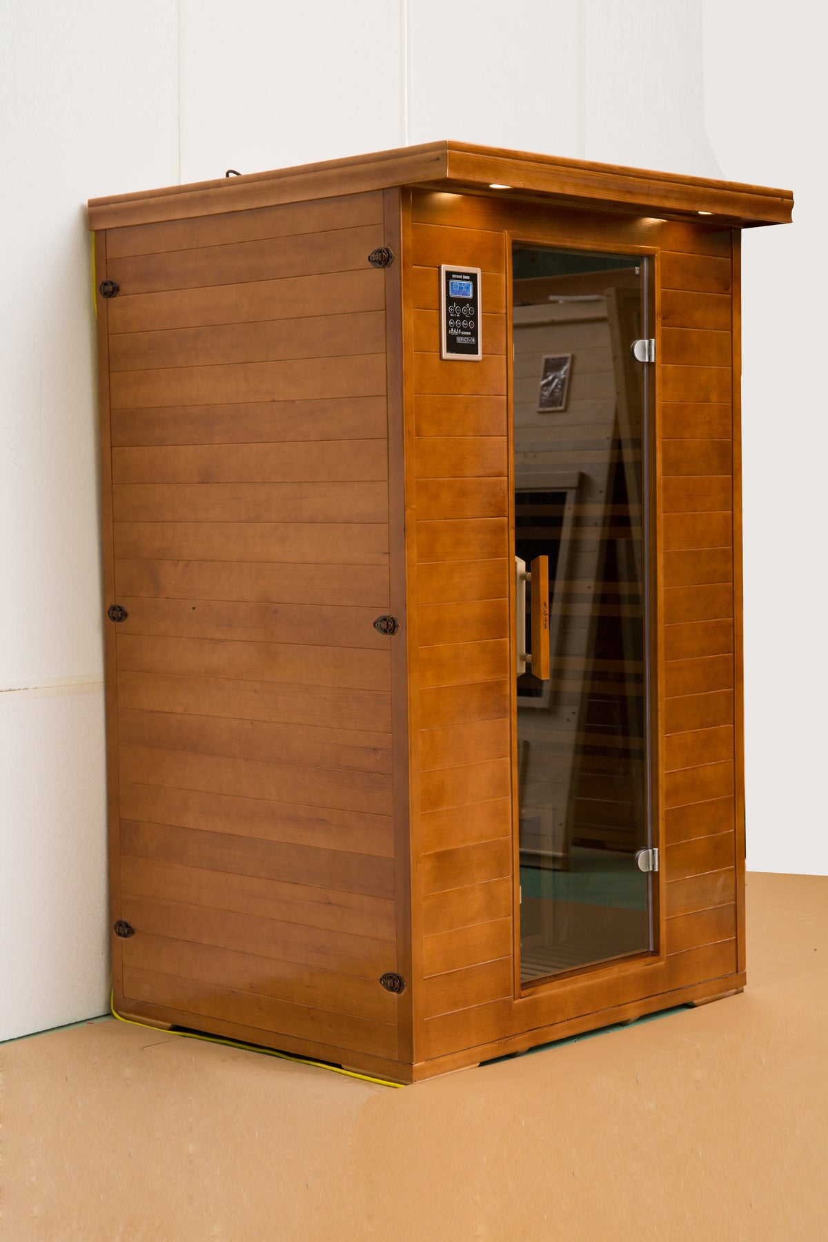 NaturalDoctor D2 two-person red cedar sauna — full exterior view