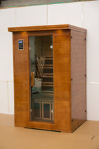 NaturalDoctor D2 two-person red cedar sauna — full exterior view