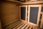NaturalDoctor D2 two-person red cedar sauna — bench and heating panels