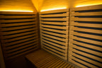 NaturalDoctor three-person red cedar infrared sauna — interior view (ND-IR3P configuration)